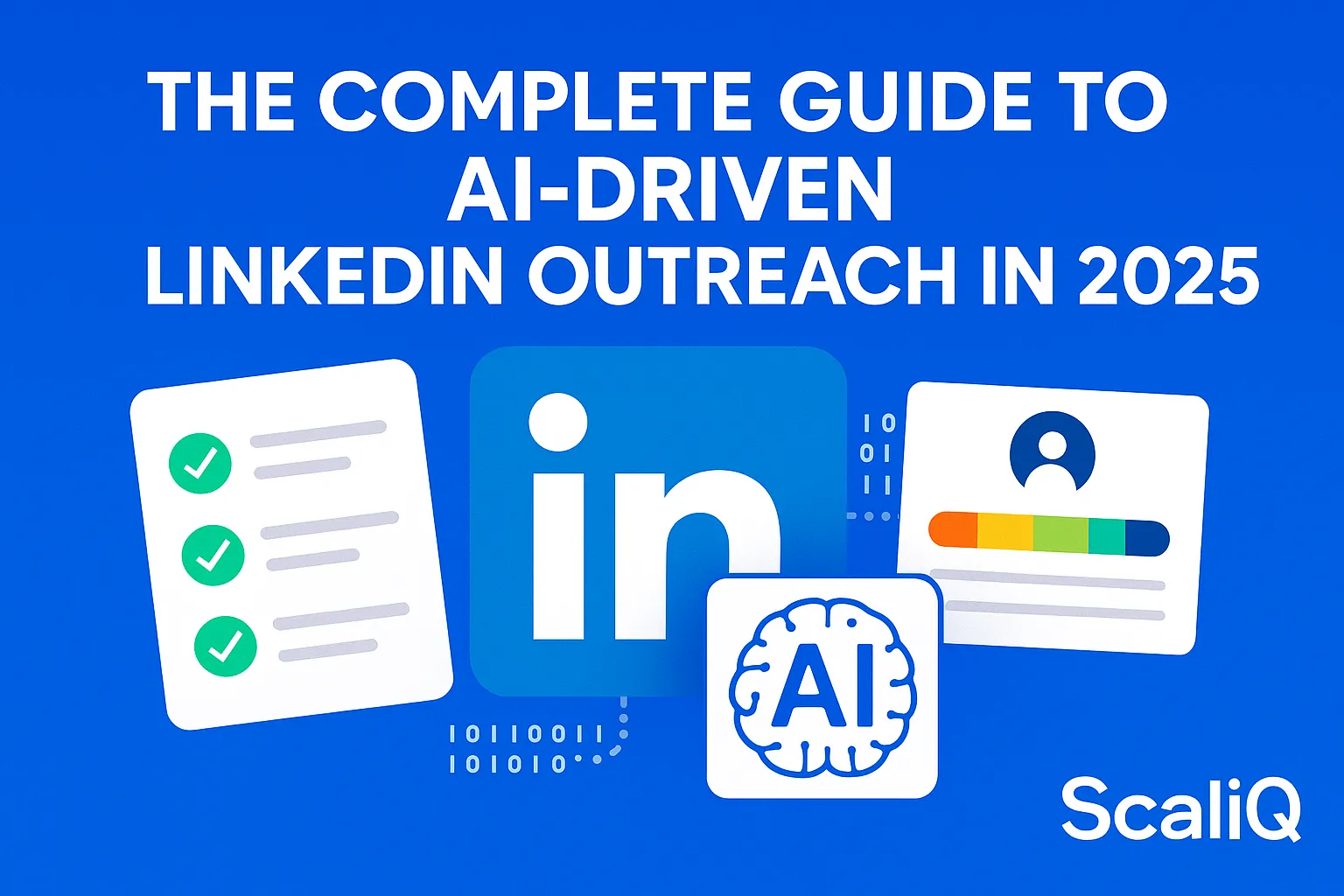 A futuristic workspace featuring a laptop displaying LinkedIn, with AI elements illustrating personalized outreach strategies.