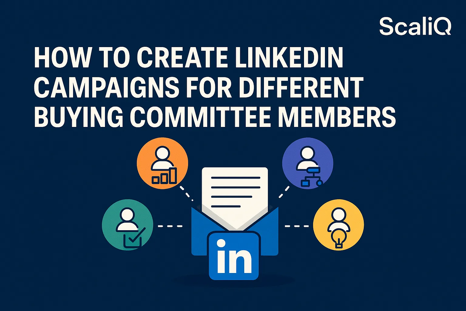 LinkedIn ad campaign strategy diagram for enterprise buyers, with messaging tailored to key buying committee roles.