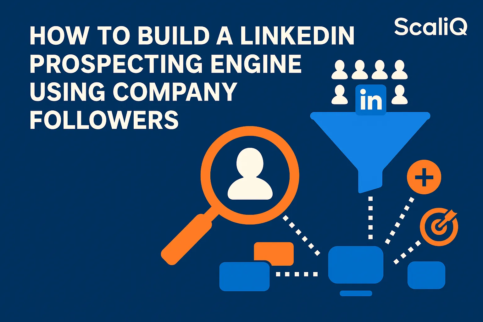 LinkedIn follower data flowing into a prospecting pipeline with enrichment, scoring, and outreach steps